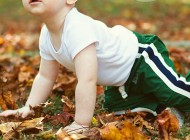 Baby in leaves