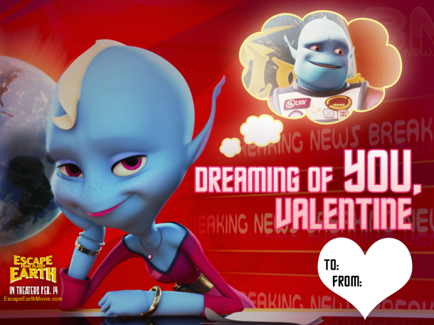 Escape from Planet Earth Printable Valentine's Day Card