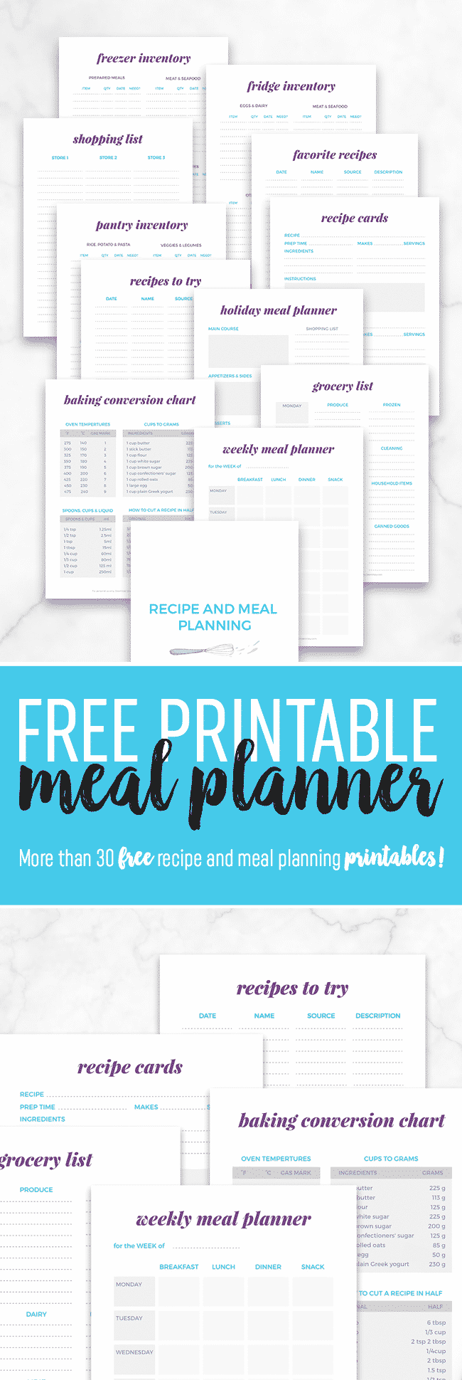 Free Printable Meal Planner Printable Recipe Binder