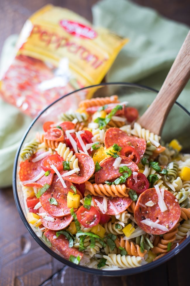 Pepperoni Pasta Salad Recipe | Tri-Color Rotini Pasta Salad