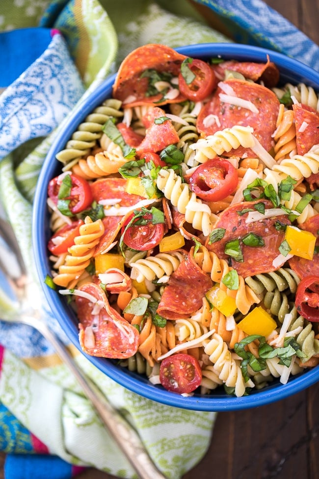 Pepperoni Pasta Salad Recipe TriColor Rotini Pasta Salad