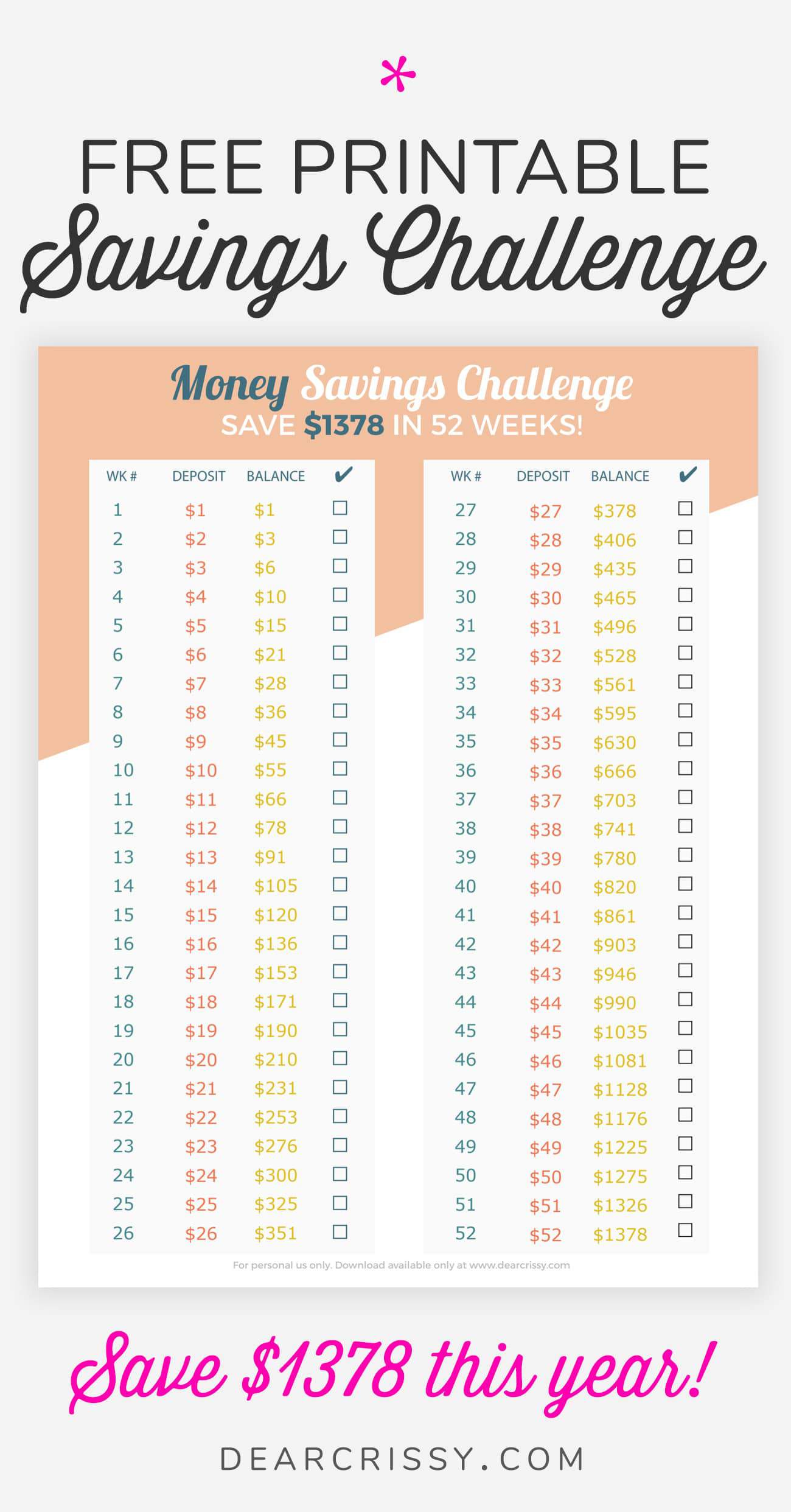 savings planner printable