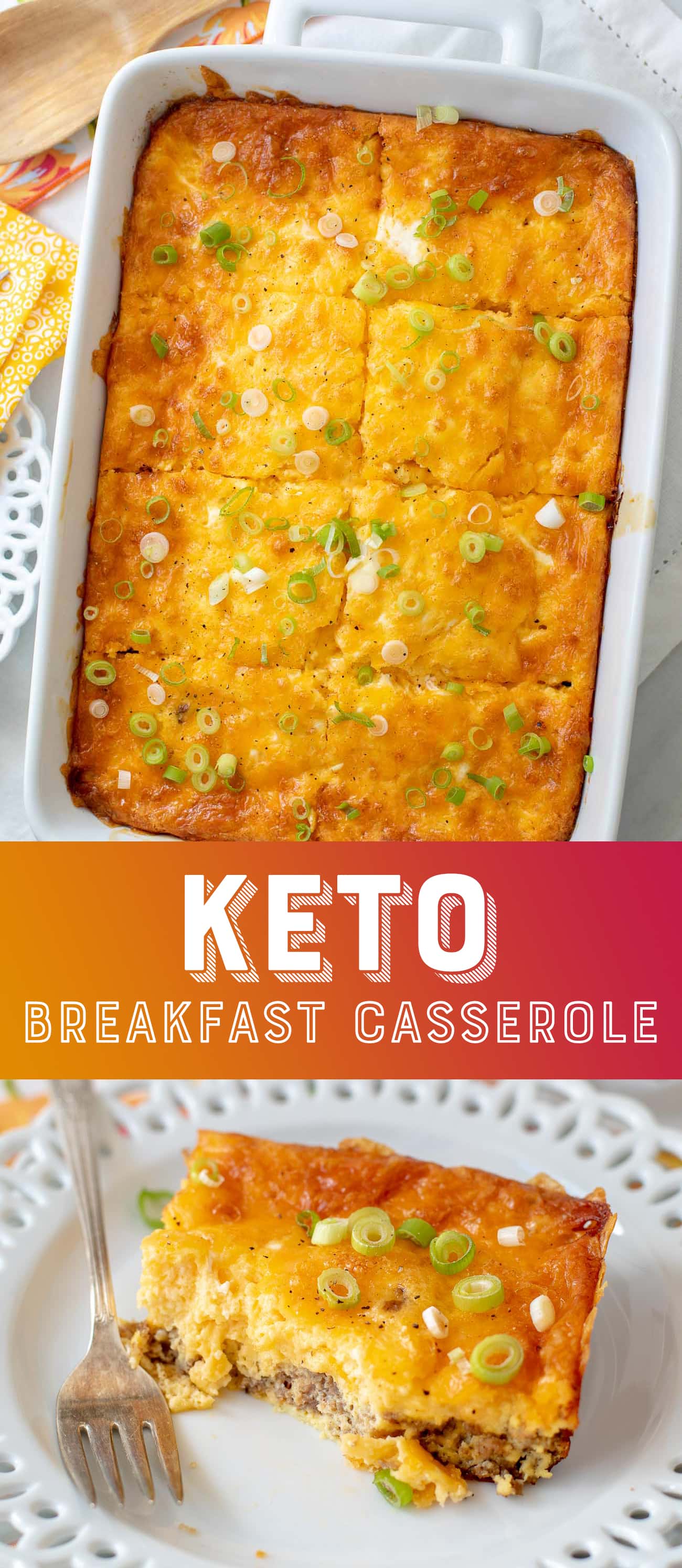 Keto Breakfast Casserole Recipe - Low Carb Egg Casserole - Breakfast Casserole - Ketogenic - Diet #Keto