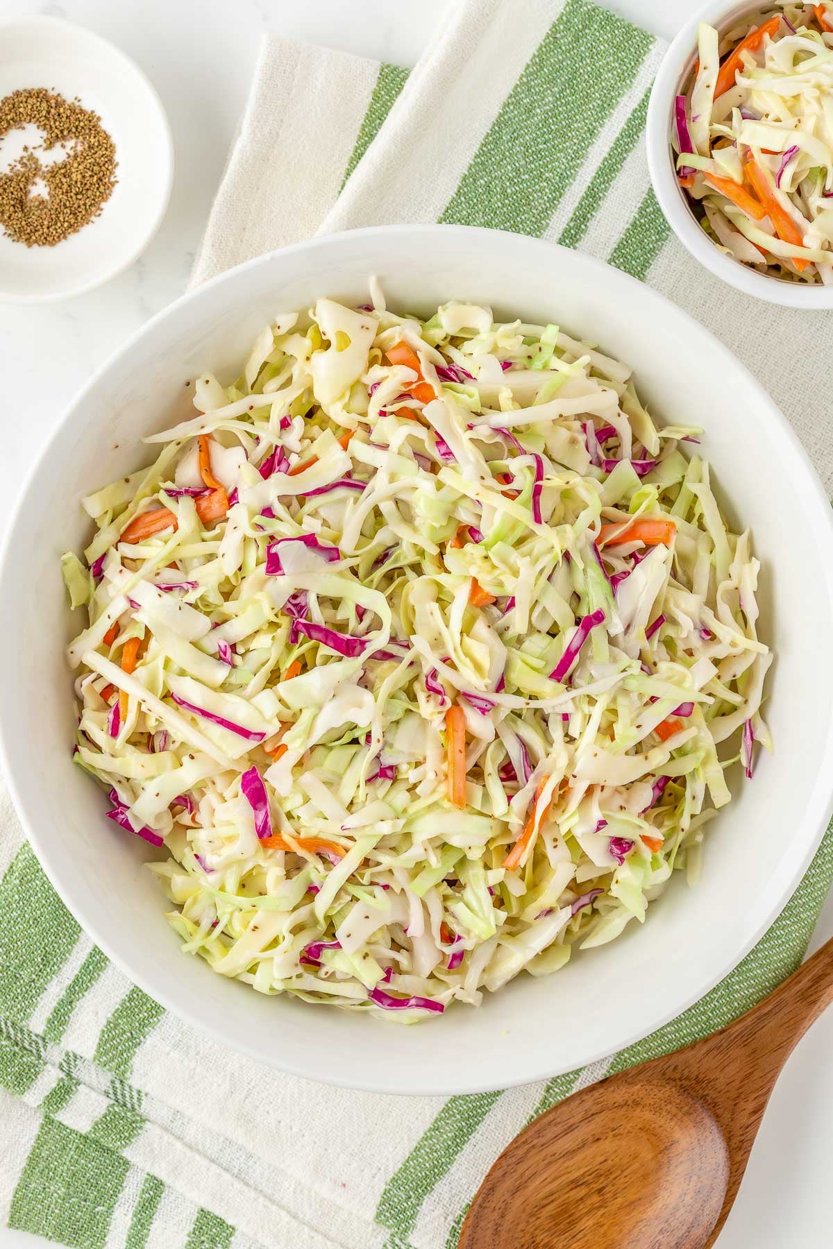celery seeds sprinkled into creamy dressing