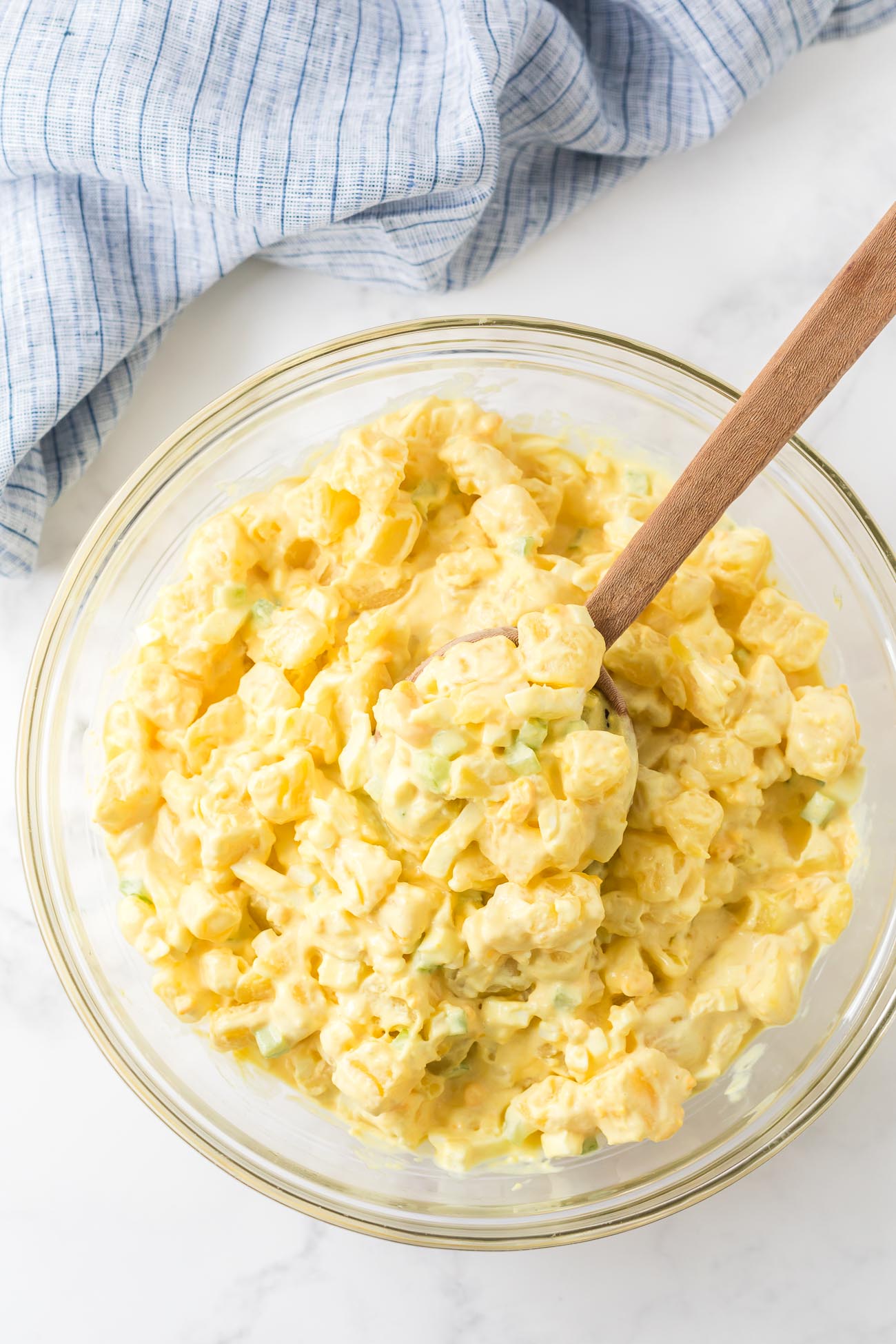 Homemade creamy potato salad served cold for a summer picnic