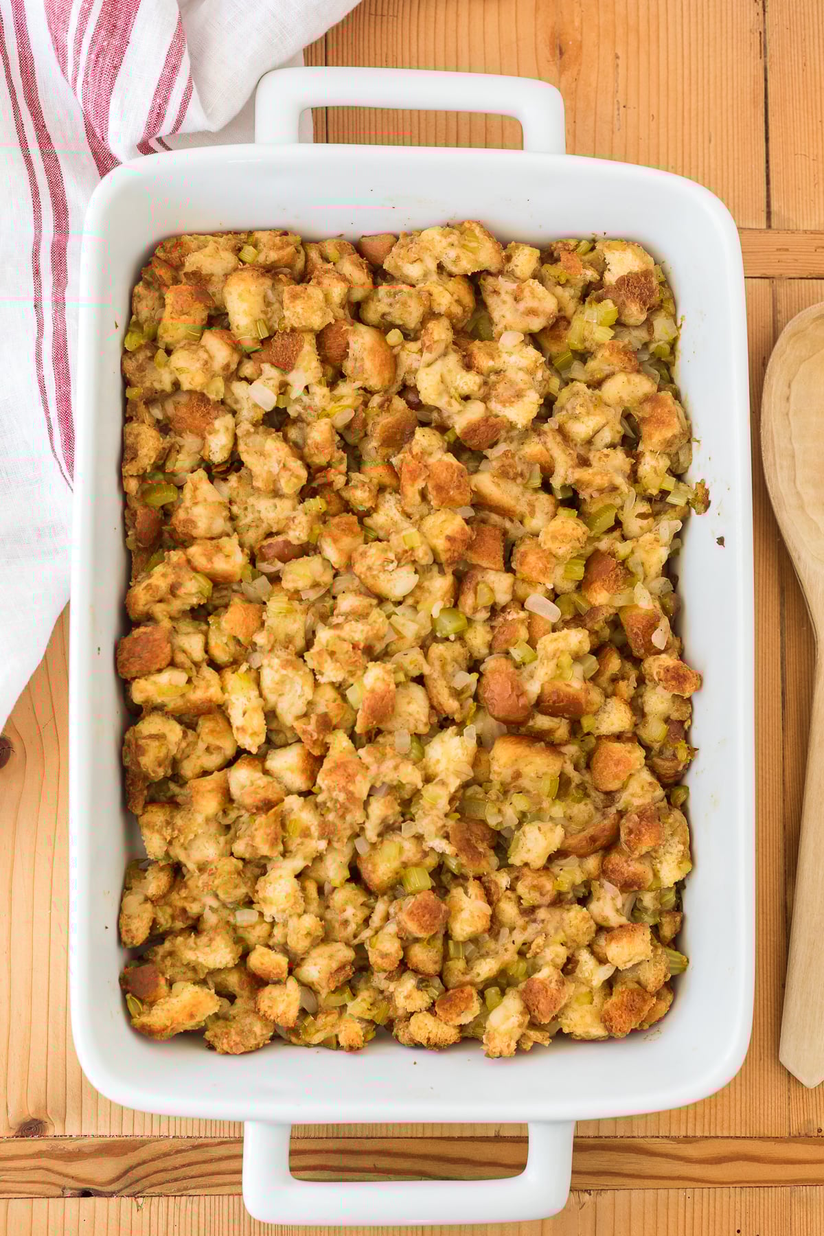 old fashioned dressing in a baking dish