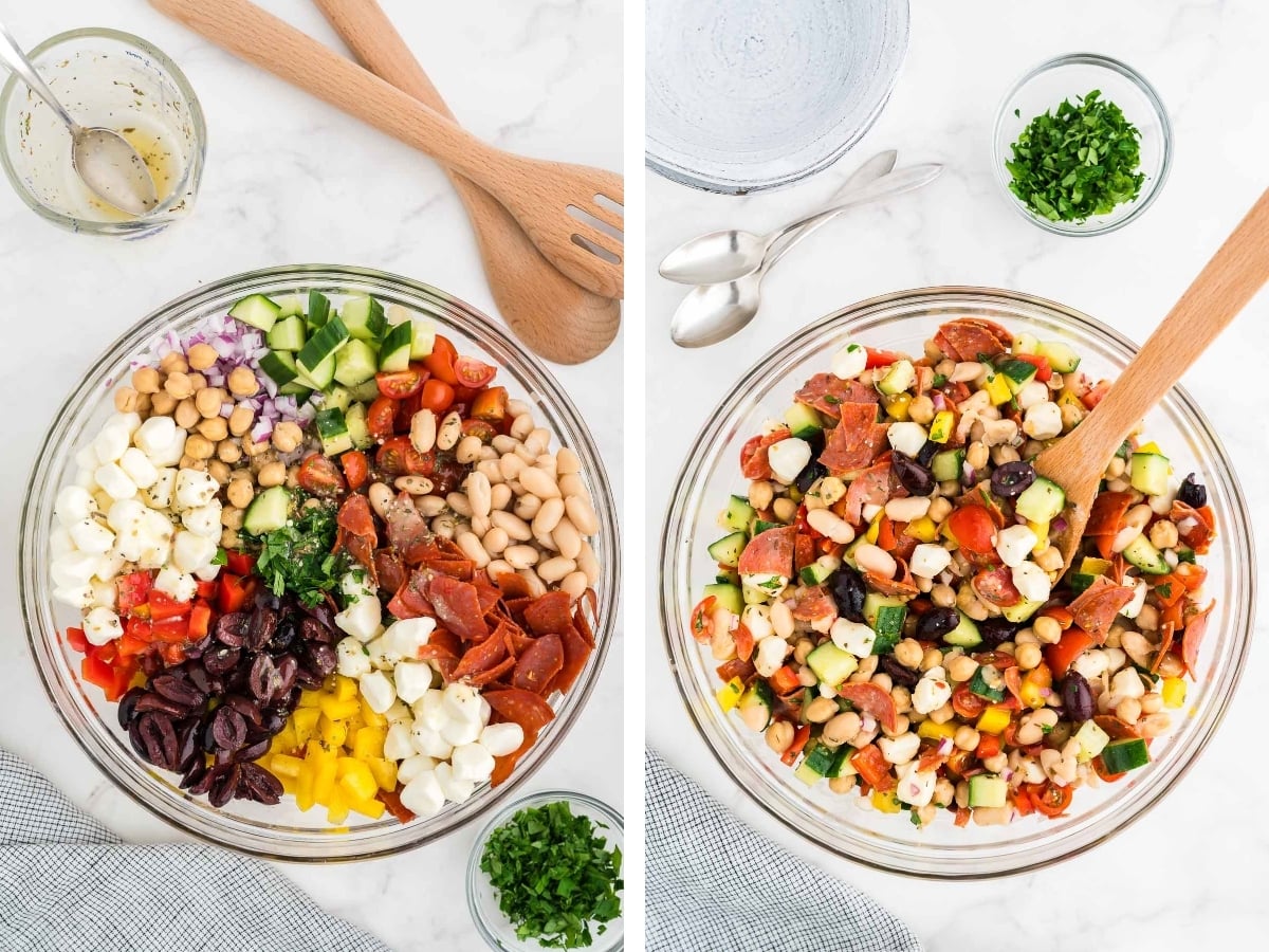 instructional how-to video illustrating salad being made