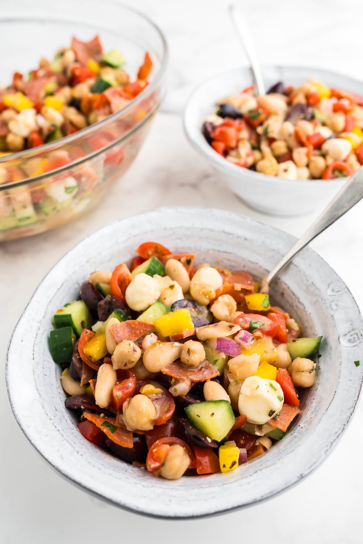 dense bean salad recipe in a bowl