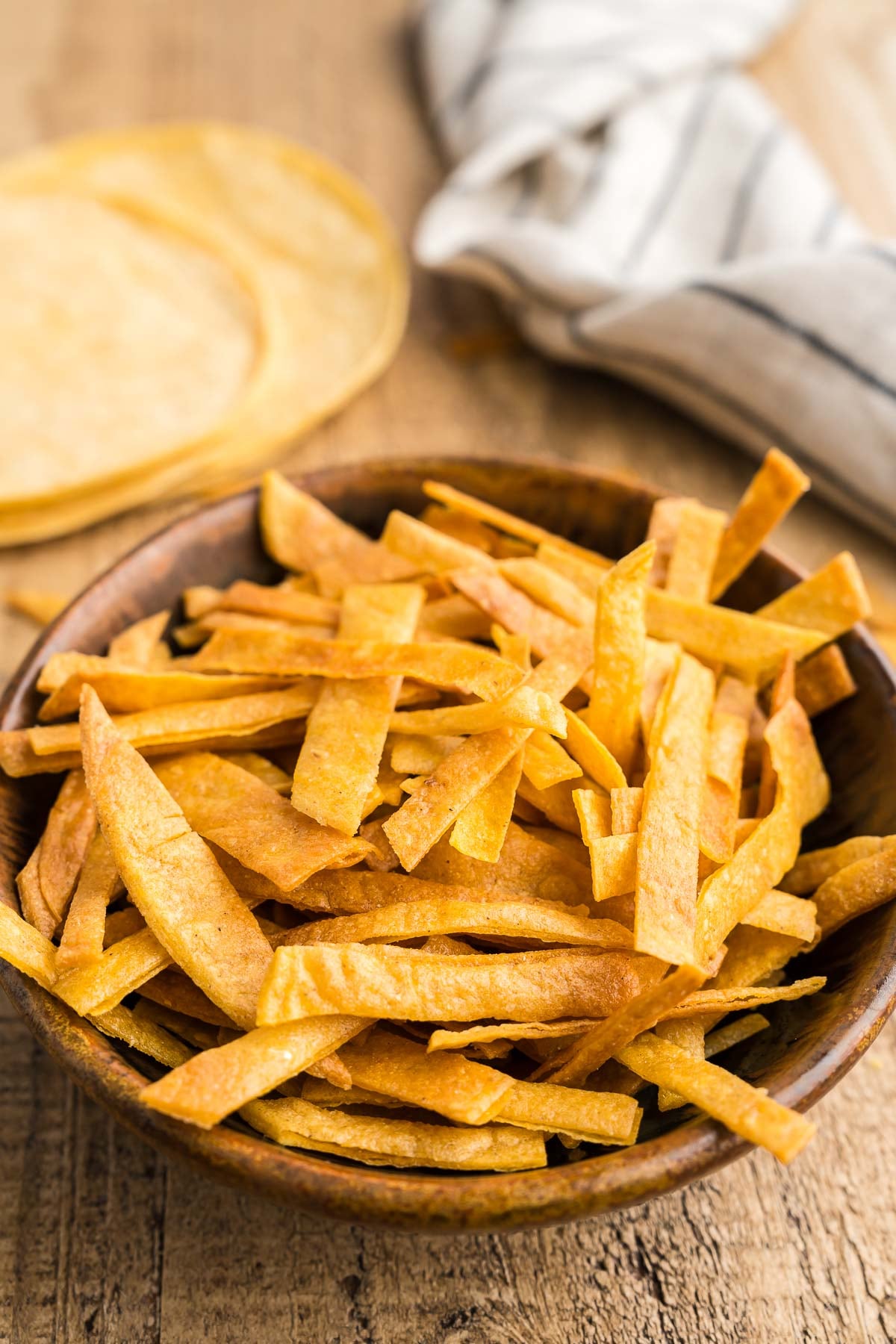 close up of crunchy tortillas