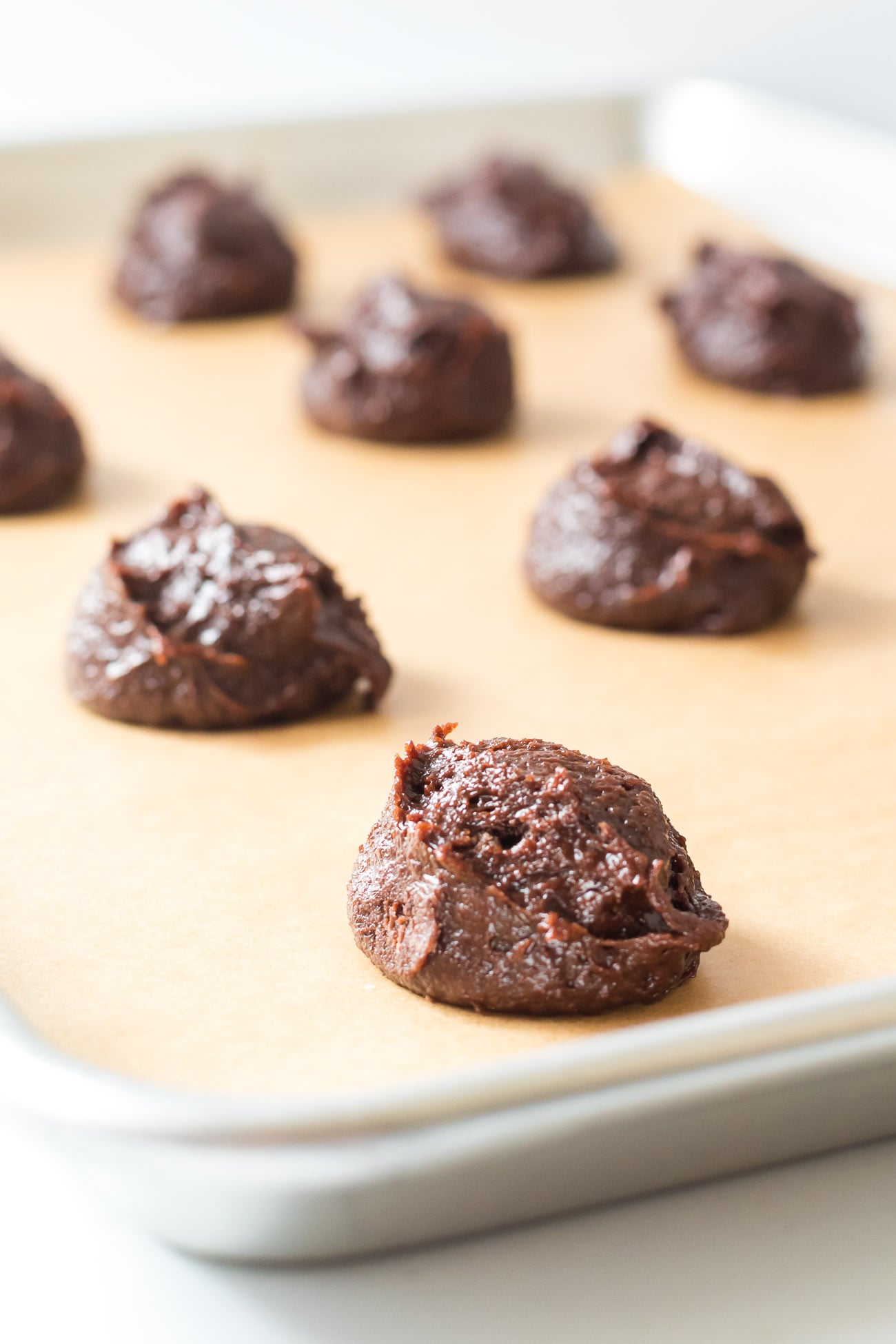 chocolate drop cookies on a sheet