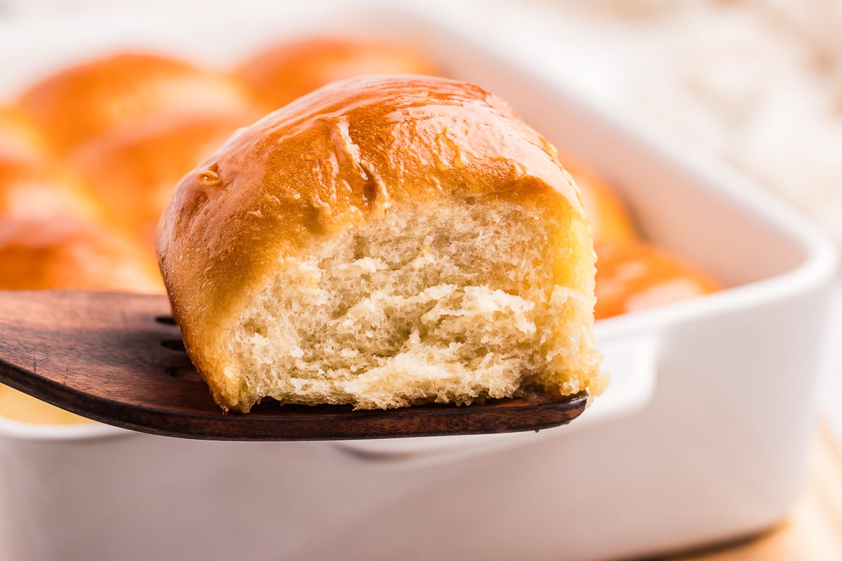 close up of soft dinner rolls