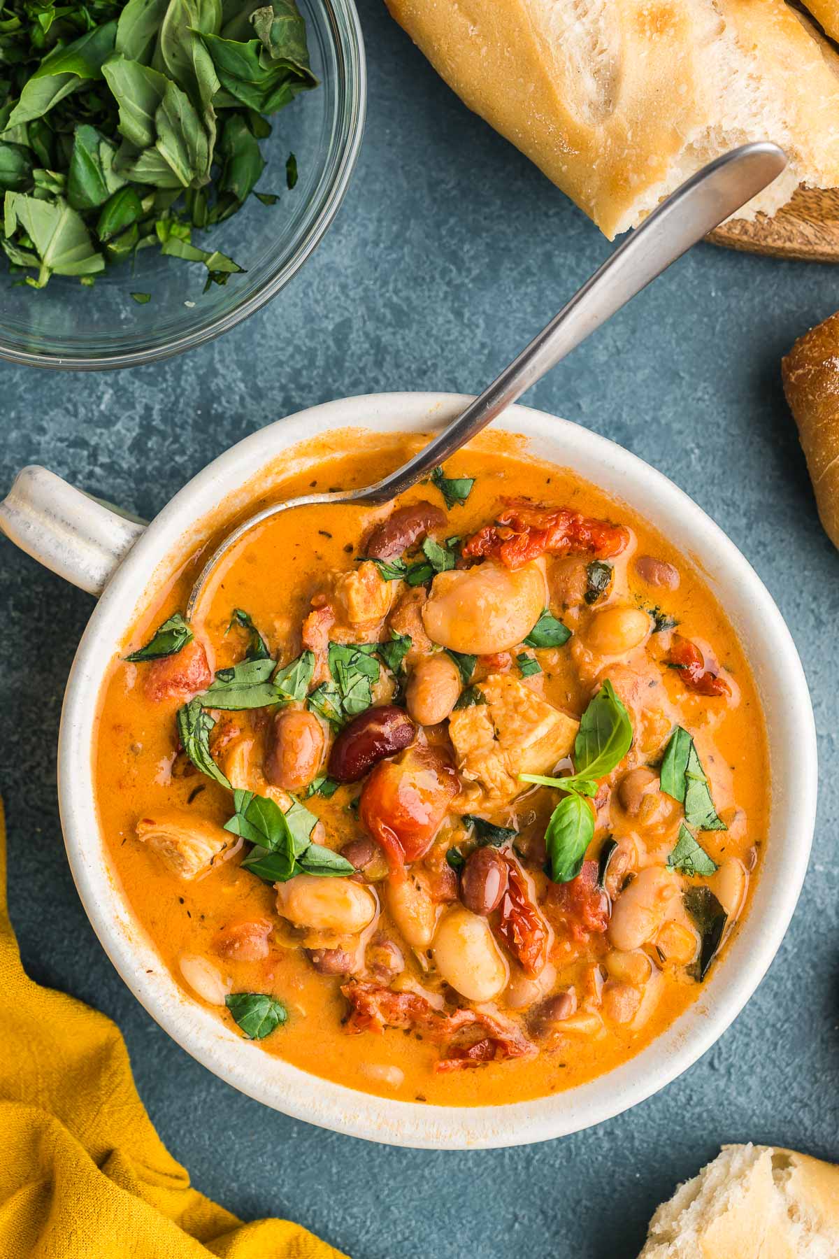 close up bowl of bean soup