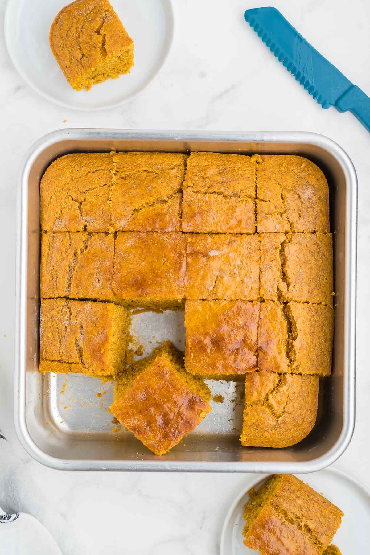 sliced servings of cornbread