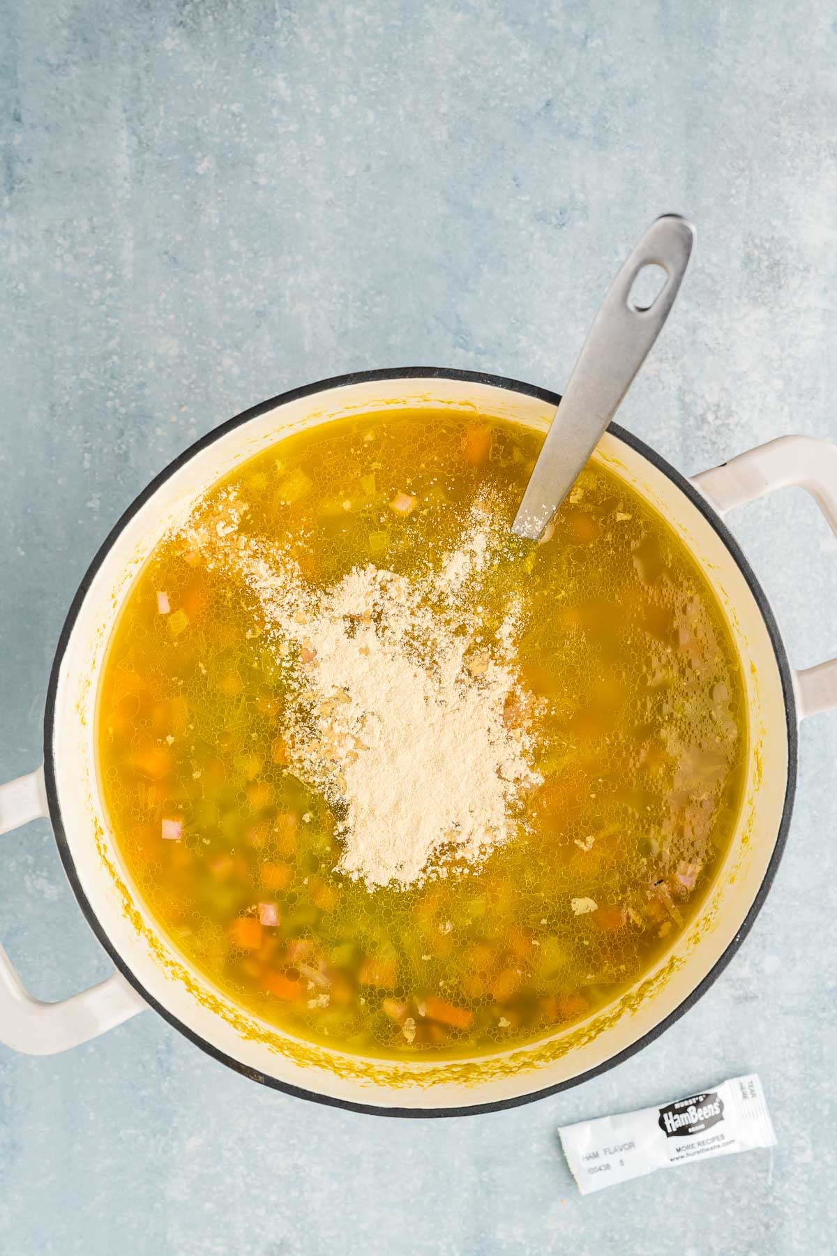 adding flavor packet to soup
