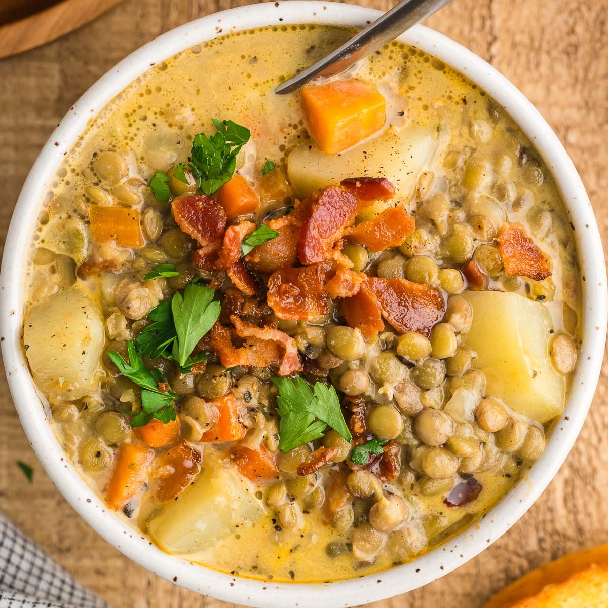cheesy lentil chowder recipe