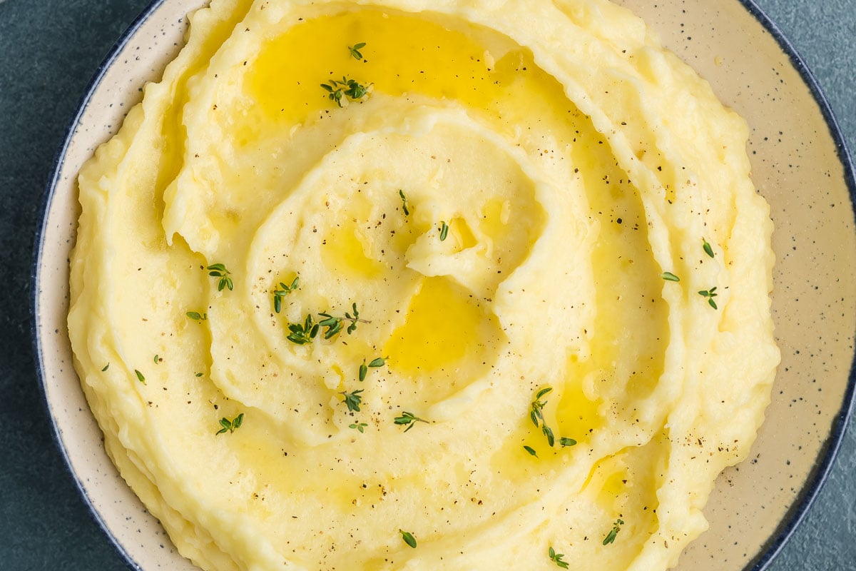 yukon gold mashed potatoes overhead photo