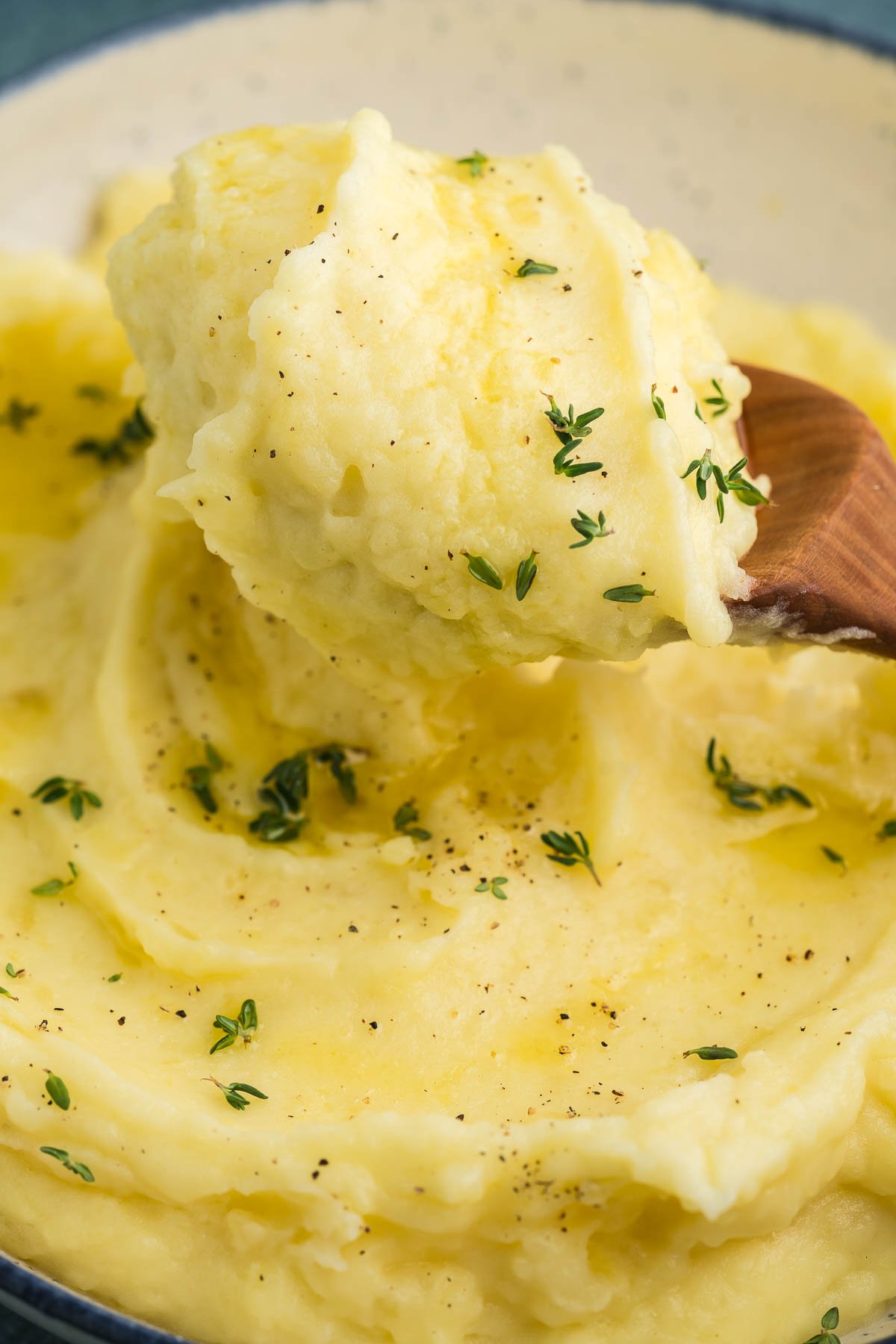 close up photo of creamy mashed yellow potatoes