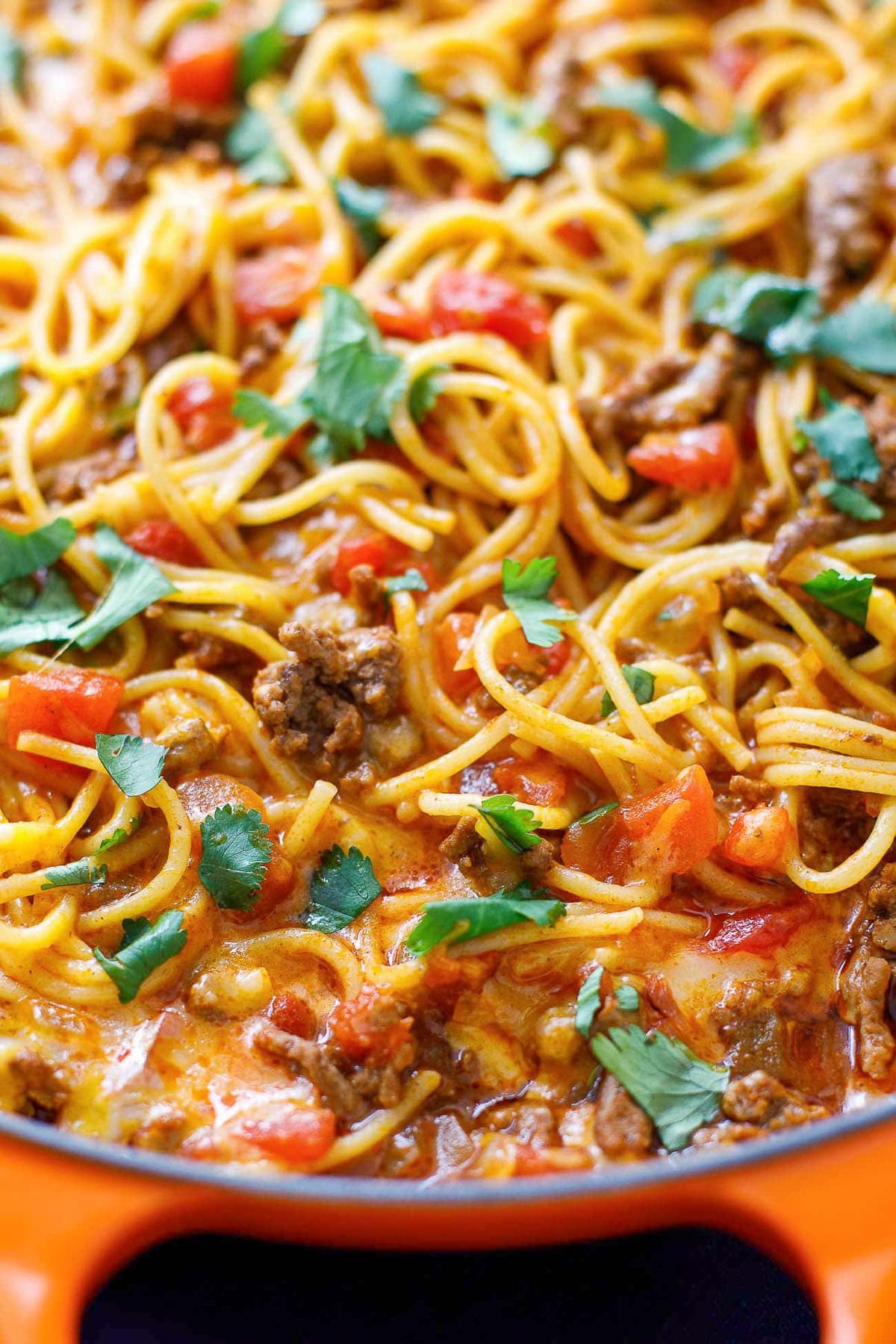 cheesy taco spaghetti recipe with ground beef