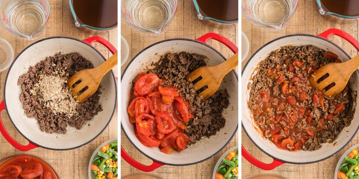 instruction graphic with visual steps for easy stovetop soup