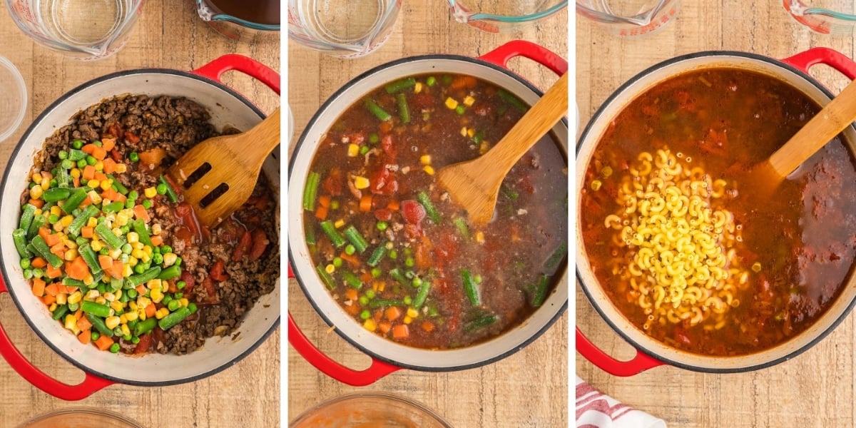 overhead soup preparation