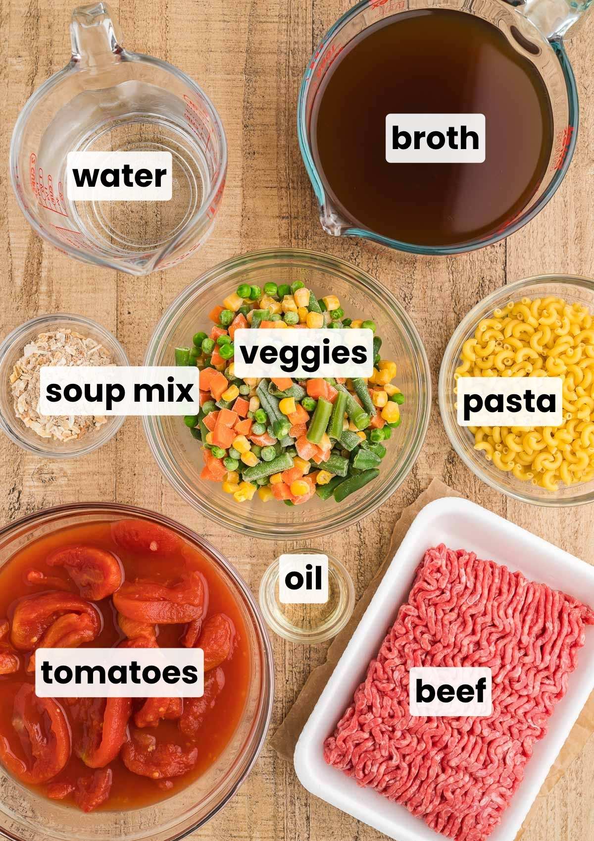ingredients for a hearty family meal
