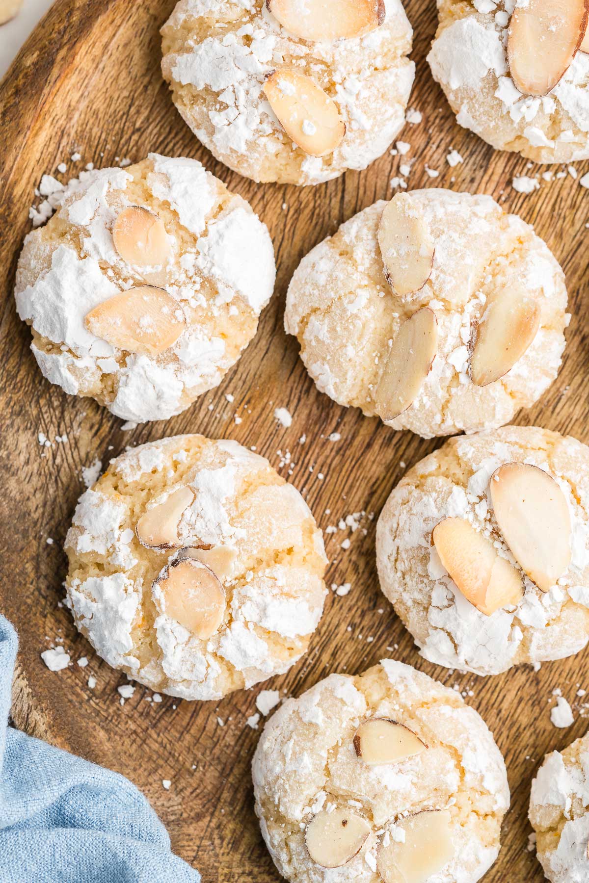 almond paste cookies decorated with almond slices