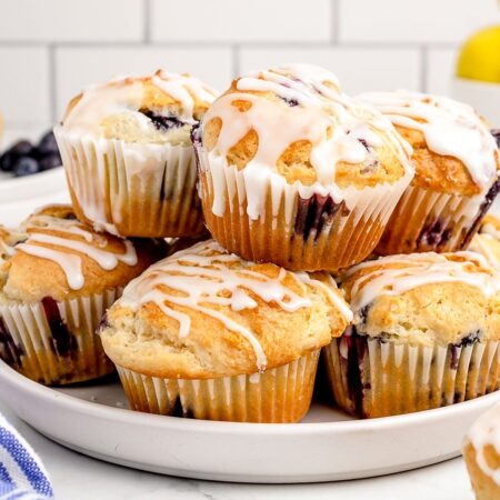 Blueberry Muffins with Lemon Glaze