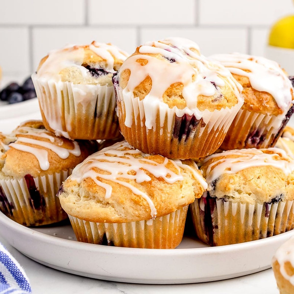 Blueberry Muffins with Lemon Glaze